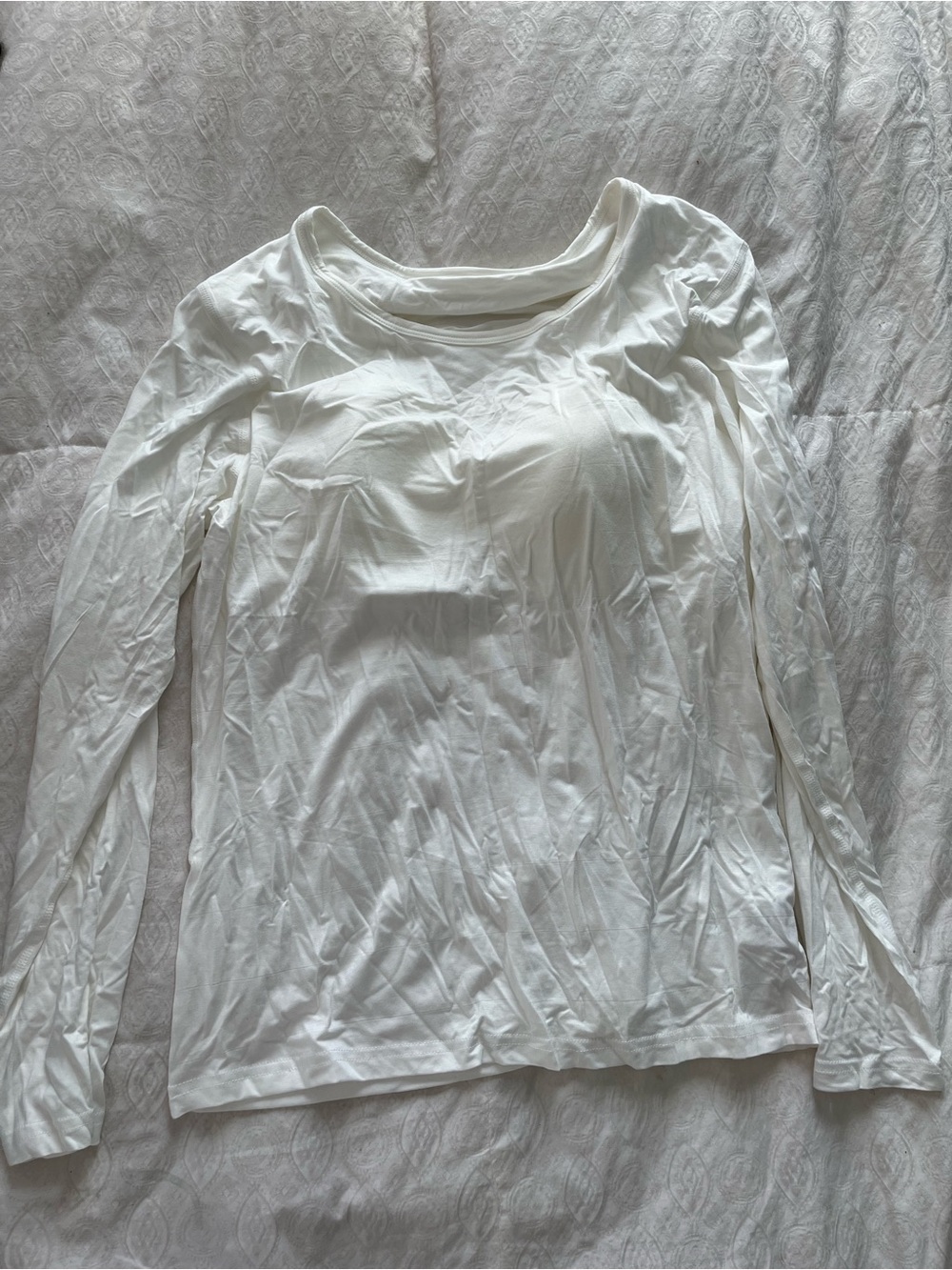 Classic White Long-Sleeve Women's Top with built in bra